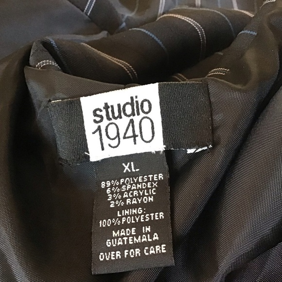 Studio 1940 black stretch one button blazers with blue and gray pinstripes XL - Picture 10 of 11